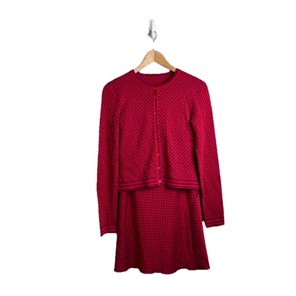 Vintage Azzedine Alaia Set Checkered Plaid Cardigan Sweater Skirt - Picture 1 of 15